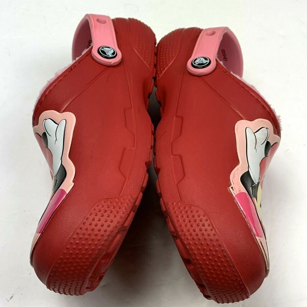 Disney Crocs Minnie Mouse size J3 Red Pink 3 Lined Barely Worn Clog Shoes - Picture 5 of 8